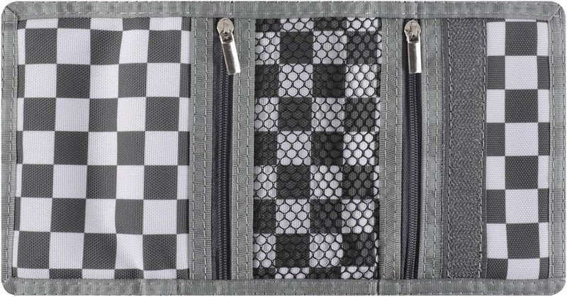 Nitort Wallet,RFID Trifold Canvas Outdoor Sports Wallets for Kid,Lovely and Novelty Wallet with Zipper for Kids- Front Pocket Wallet with Magic Sticker(Gray Chequer KW02) - Image 4